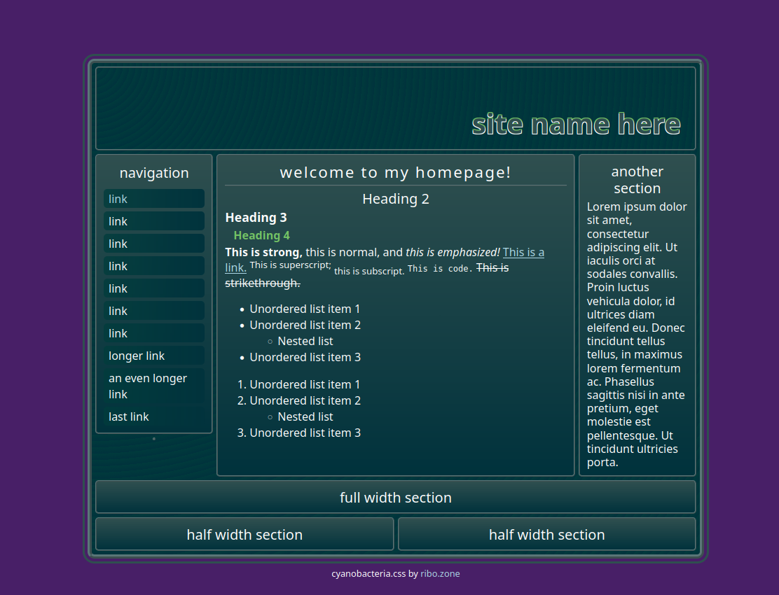 an ugly clashing green website half-finished template on a purple background