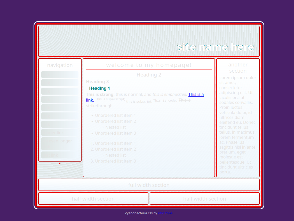 an even worse pure white website heading with mostly white (and the odd piece of out of place green) text on a purple background